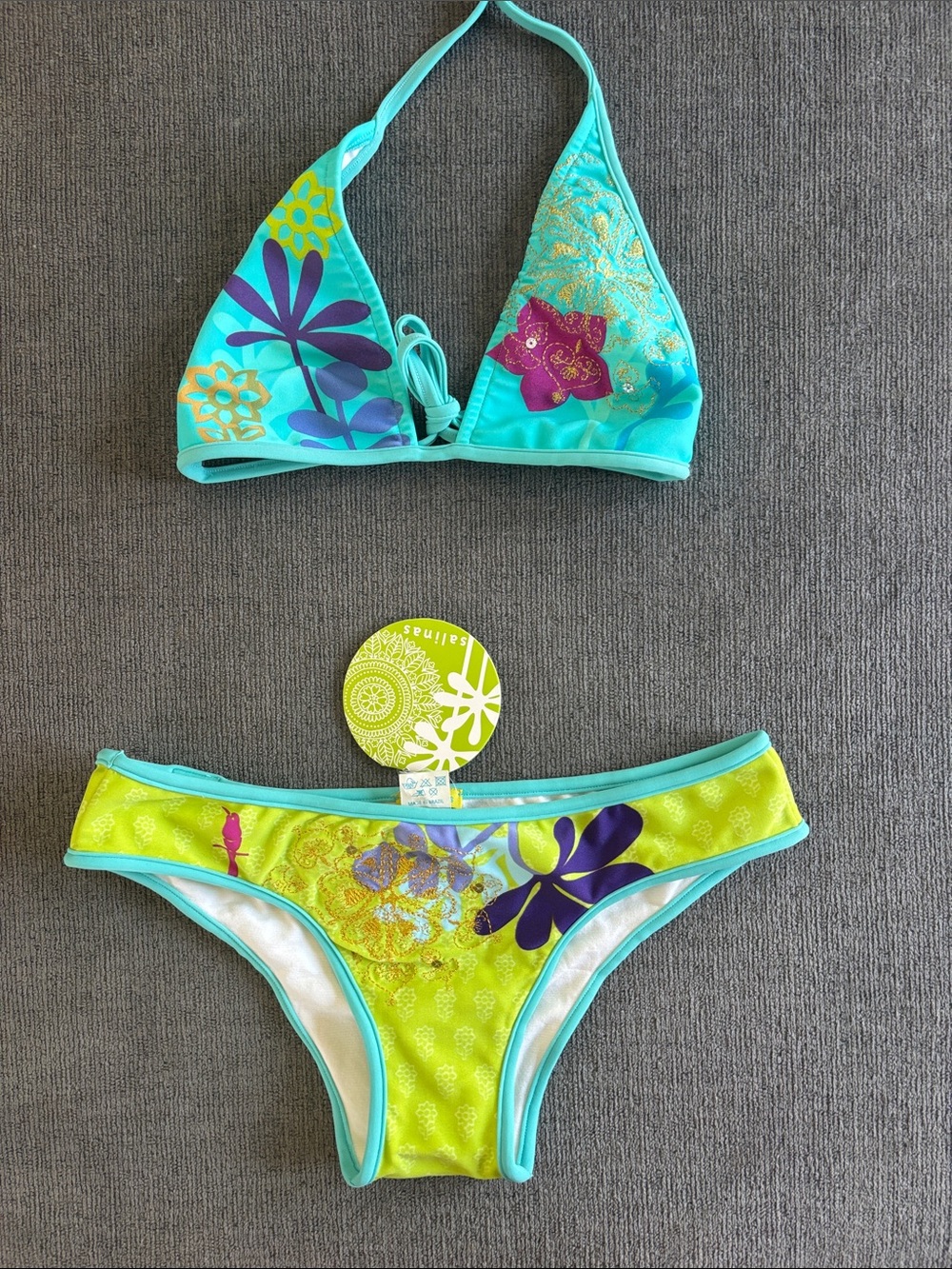 NWT RARE Salinas green and blue floral set. Size small